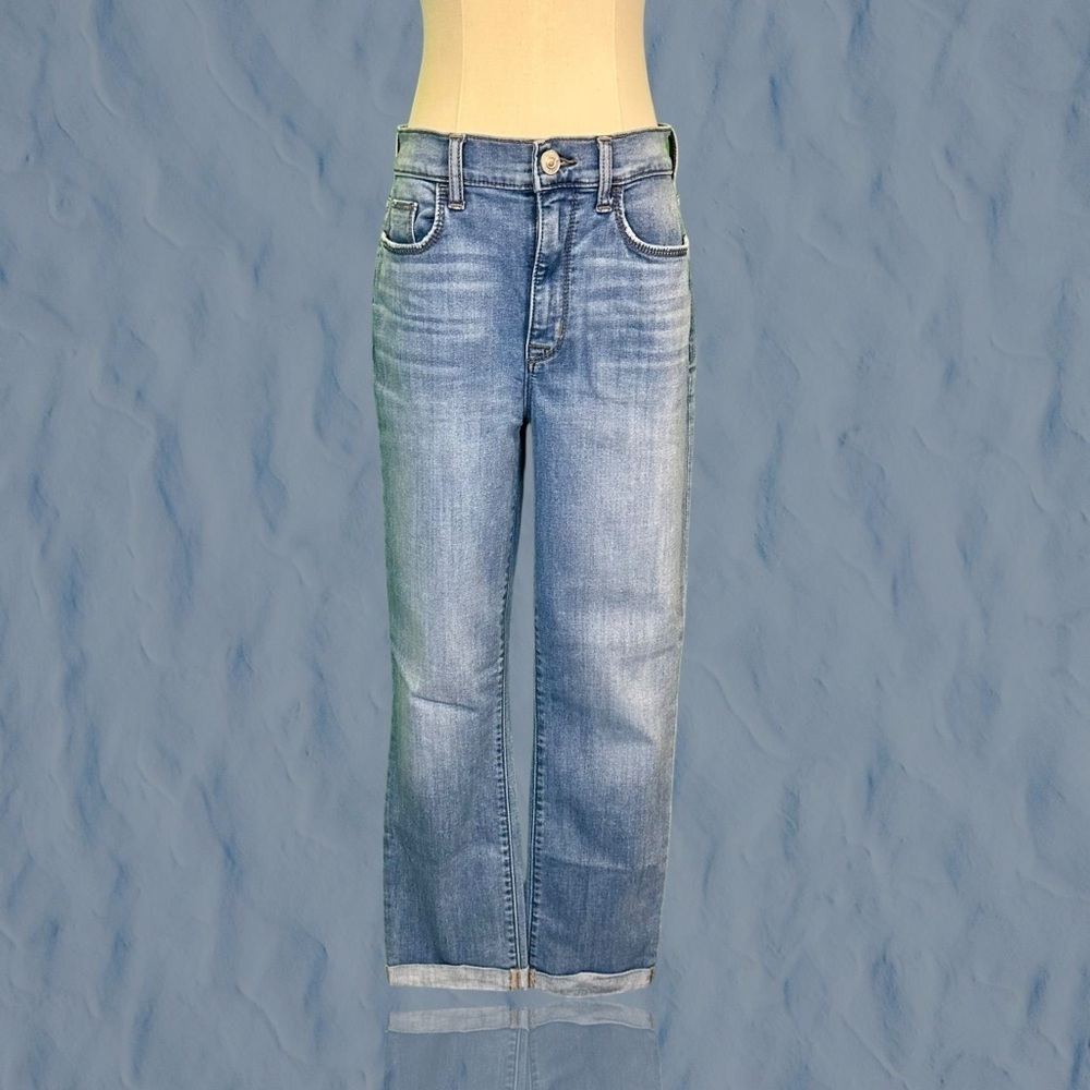 Hudson Jeans ‘Blair’ High Rise Straight Leg Cropped Jeans in Medium Blue Wash 27 - Picture 4 of 16